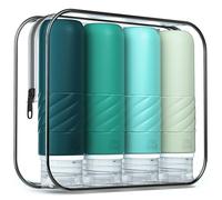 Gemice Flacons de Voyage en Silicone 90 ml, 4 Pack Flacons de Voyage à Remplir, Etanches, Flacons Cosmétiques à Remplir de Voyage, Récipient, Sans BPA, Approuvé par la FDA, Pour Remplir de Lotion