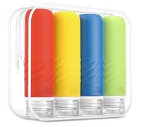 Gemice Flacons de Voyage en Silicone 90 ml, 4 Pack Flacons de Voyage à Remplir, Etanches, Flacons Cosmétiques à Remplir de Voyage, Récipient, Sans BPA, Approuvé par la FDA, Pour Remplir de Lotion