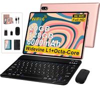 Gemini AI Tablette Android Tablette10 Pouces, 128 Go ROM +2 To TF Extensible, Octa-Core, Widevine L1, GMS Certification, 5GWiFi, 5MP+8MP, Bluetooth 5.0, Tablette avec Clavier + Souris et Cast, Rose