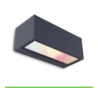 Gemini Applique murale d'extérieur LED Smart Home à intensité variable, en aluminium anthracite, contrôle par application, compatible avec Alexa/Google, couleur de lumière réglable