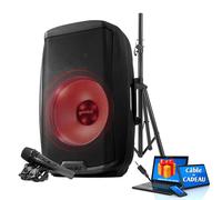 Gemini AS-2115BT-LT-PK, Enceinte sono Boomer 15", à LED - 2000W, USB SD Bluetooth TWS FM, pied, Câble PC ORDI Smartphone cadeau