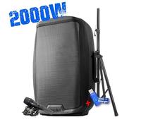 Gemini AS-2115BT-PK, Enceinte Sono, Boomer 15", Puissance 2000W, USB SD Bluetooth Radio FM, TWS, Pied, + Clé USB 32G