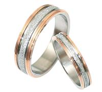 GEMINI Bicolore en Or Rose et Or Blanc, Ensemble Alliance en titane, Cadeaux de St Valentin, Gravure Gratuite, Taille 46 à 78