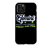 Gemini Double Trouble Twice The Fun Zodiac Typographie Coque pour iPhone 11 Pro