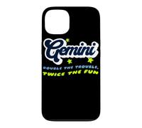 Gemini Double Trouble Twice The Fun Zodiac Typographie Coque pour iPhone 13