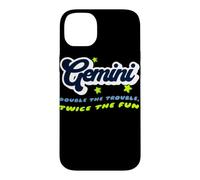 Gemini Double Trouble Twice The Fun Zodiac Typographie Coque pour iPhone 14 Plus