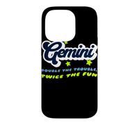 Gemini Double Trouble Twice The Fun Zodiac Typographie Coque pour iPhone 14 Pro
