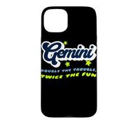 Gemini Double Trouble Twice The Fun Zodiac Typographie Coque pour iPhone 15 Plus