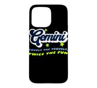Gemini Double Trouble Twice The Fun Zodiac Typographie Coque pour iPhone 15 Pro Max