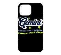 Gemini Double Trouble Twice The Fun Zodiac Typographie Coque pour iPhone 16 Pro Max
