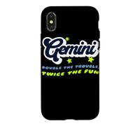 Gemini Double Trouble Twice The Fun Zodiac Typographie Coque pour iPhone X/XS