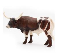 Gemini&Genius Jouets d'animaux de la ferme, figurine d'action de vache à longue corne, peinte à la main, 15,2 cm de long, jouets de ferme réalistes et durables pour garçons et filles (189)