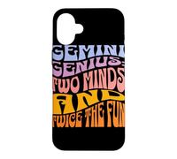 Gemini Genius Two Minds Twice The Fun Zodiac Typographie Coque pour iPhone 16 Plus
