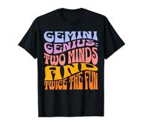 Gemini Genius Two Minds Twice The Fun Zodiac Typographie T-Shirt Graphique avec Valeur