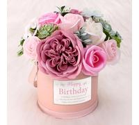 Gemini Gifts Cadeaux de Fleurs Joyeux Anniversaire pour Son Anniversaire, Bouquet de Fleurs de Savon, Fleurs éternelles, Cadeaux d'anniversaire attentionnés pour Les Femmes, Roses Roses, Fleurs