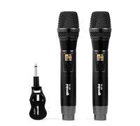 Gemini GMU-M200 Pro UHF - Set de microphones sans fil, rechargeables, jack 6,3mm, pour sonos/consoles de mixage - Idéal pour karaoké, performances live, set de 2