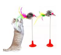 Gemini_mall® 1 x Chaton jouet pour chat interactif avec souris Dangler Canne à pêche avec cloche et plumes, couleur aléatoire