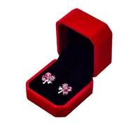 Gemini_mall Boite à Bijoux - pour Bague de Fiançailles ou Boucles d’oreilles - en Velours , Velours, Red, Taille unique