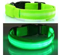 Gemini_mall® Collier de sécurité à LED super lumineux pour chien - Haute visibilité et sécurité - Collier de sécurité réglable et clignotant - 6 couleurs, 3 tailles (S (22 cm - 40 cm), vert)