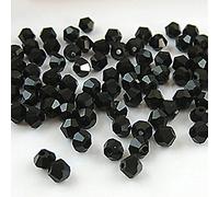 Gemini_mall® Lot de 100 perles de verre à facettes en cristal 4 mm pour la création de bijoux, Noir