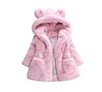 Gemini_mall® Manteau à capuche en fausse fourrure avec oreilles de lapin pour bébé fille et enfant de 1 à 5 ans, rose, 0-12 mois
