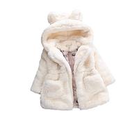 Gemini_mall® Manteau à capuche en fausse fourrure avec oreilles de lapin pour bébé fille et enfant de 1 à 5 ans, beige, 2-3 ans