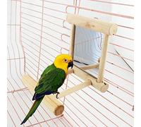 Gemini _ Mall Perchoir à Oiseaux avec Miroir pour Perroquet, Perruche, calopsitte, Conure, inséparables, Ara Gris du Gabon, Amazon, cacatoès, Jouet en Bois