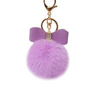 Gemini_mall® Porte-clés en fausse fourrure de lapin avec breloque en forme de nœud pour sac à main ou voiture, violet, Taille unique, Décontracté