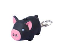 Gemini_mall® Porte-clés en forme de cochon mignon avec lumière LED et son pour sac de voiture - Cadeau décoratif (noir)