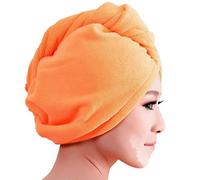 Gemini_mall - Serviette de spa de luxe - Serviette de cheveux absorbante, légère, en coton, Orange, Taille unique