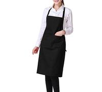 Gemini_mall® - Tablier de cuisine avec double poche - Noir uni - Unisexe