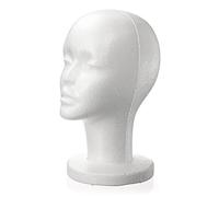 Gemini_mall® Tête de mannequin femme en mousse pour chapeau, perruque, lunettes de soleil, bijoux (Blanc)