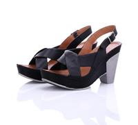 Gemini Sandales en Cuir pour Femmes 031810-02, Pointure:40 EU, La Couleur:Noir
