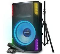 Gemini Sound GSP-L5500PK Haut-parleur PA Bluetooth 15" 2200 W avec microphone, support, jumelage TWS, lumières de fête LED, mixeur à 3 canaux - Idéal pour DJ, événements et fêtes