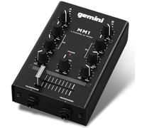 Gemini Sound MM1 Professionnel Audio Double Micro à 2 Canaux DJ Stéréo DJ Compact Rotary DJ Podcast Mélangeur avec Agrafer et Contrôle de Gain Individuel
