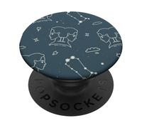 Gemini Zodiac Astrologie Minimal Line Art Rétro Esthétique PopSockets PopGrip Adhésif