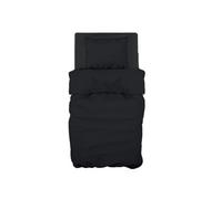 GEMITEX Parure de lit 1 Place, 100% Coton, Noir, Couleur Unie, Anti-Boulochage et hypoallergénique, Design fabriqué en Italie, avec Drap de Dessus 150 x 280 cm, Drap Housse 90 x 190 cm, 1 taie