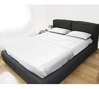 GEMITEX Parure de lit 2 Places en Microfibre 100% Polyester, Infroissable, Finition satinée Blanche, composée de 2 draps Plats et de 2 taies d'oreiller, fabriquée en Italie.