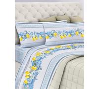 GEMITEX Parure de lit en Coton, 100% Coton, Respirante sans substances nocives, qualité certifiée Standard 100 par Oeko-TEX Confiance au Textile, 1 Place et demie, G23/CELESTE, conçue en Italie