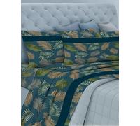 GEMITEX Parure de lit en Coton, 100% Coton, Respirante sans substances nocives, qualité certifiée Standard 100 par Oeko-TEX Confiance au Textile, 1 Place et demie, G22/BLUE, Designed in Italy