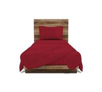 GEMITEX Parure de lit fabriquée en Italie en 100% Coton, Couleur Unie, Couleur Rouge, avec Traitement Anti-Boulochage et hypoallergénique