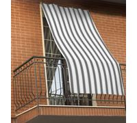 GEMITEX Rideau de Soleil rayé Gris, 150 x 290 cm, Complet avec œillets et Crochets pour Une Installation Facile. Protège Votre Maison du Soleil et crée des Zones ombragées. pour Villa, Campagne, mer