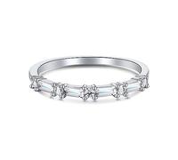 GemKing DY120052-S-W-WH-6 Bagues de mariage en argent sterling S925 avec pierre CZ niveau 5A, 7, Argent sterling, Pas de gemme