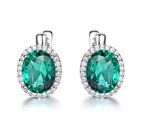 GemKing EUJ084E-1 S925 Sterling Silver Earring Nano Emerald OV8*10-2pcs Women's Earring Weight:4.73g