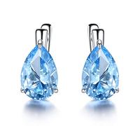 GemKing EUJ086B-1 S925 Sterling Silver Earring Nanosky blue PS8*12-2pcs Women's Earring Weight:4.67g