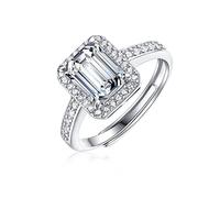 GemKing R11562-10 1 CT 1 carat Moissanite Women's Ring S925 Sterling Silver Ring | Princess