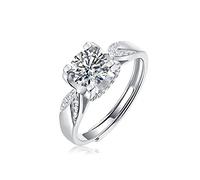 GemKing R11564-10 1 CT 1 carat Moissanite Women's Ring S925 Sterling Silver Ring | Swallowtail head