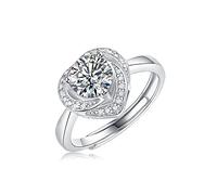 GemKing R11565-10 1 CT 1 carat Moissanite Women's Ring S925 Sterling Silver Ring | heart bud