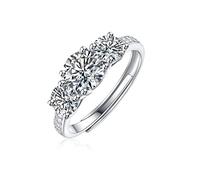 GemKing R11566-10 1 CT 1 carat Moissanite Women's Ring S925 Sterling Silver Ring | real me