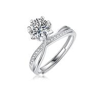 GemKing R11567-10 1 CT 1 carat Moissanite Women's Ring S925 Sterling Silver Ring | star snowflake